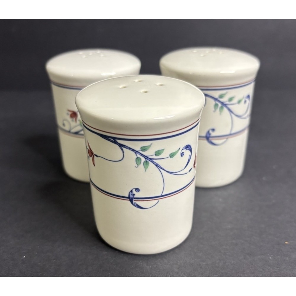 Mikasa Intaglio Annette 2 Salt and 1 Pepper Shakers Floral CAC20 Discontinued
